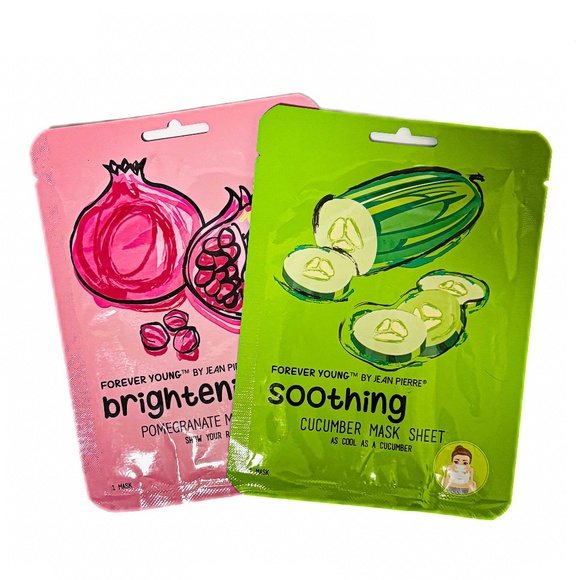 NEW - Brightening & Soothing 2PC Pomegranate & Cucumber Sheet Mask Duo Set - Picture 1 of 3